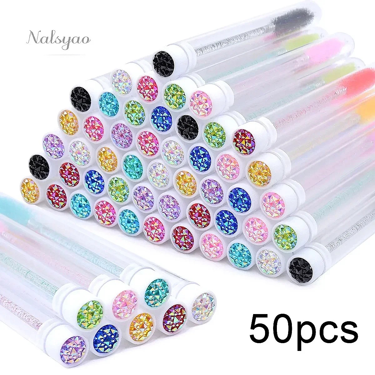Beauty Makeup Brands - 50 Adet Kristal Kirpik Fırçası Tüpü,
