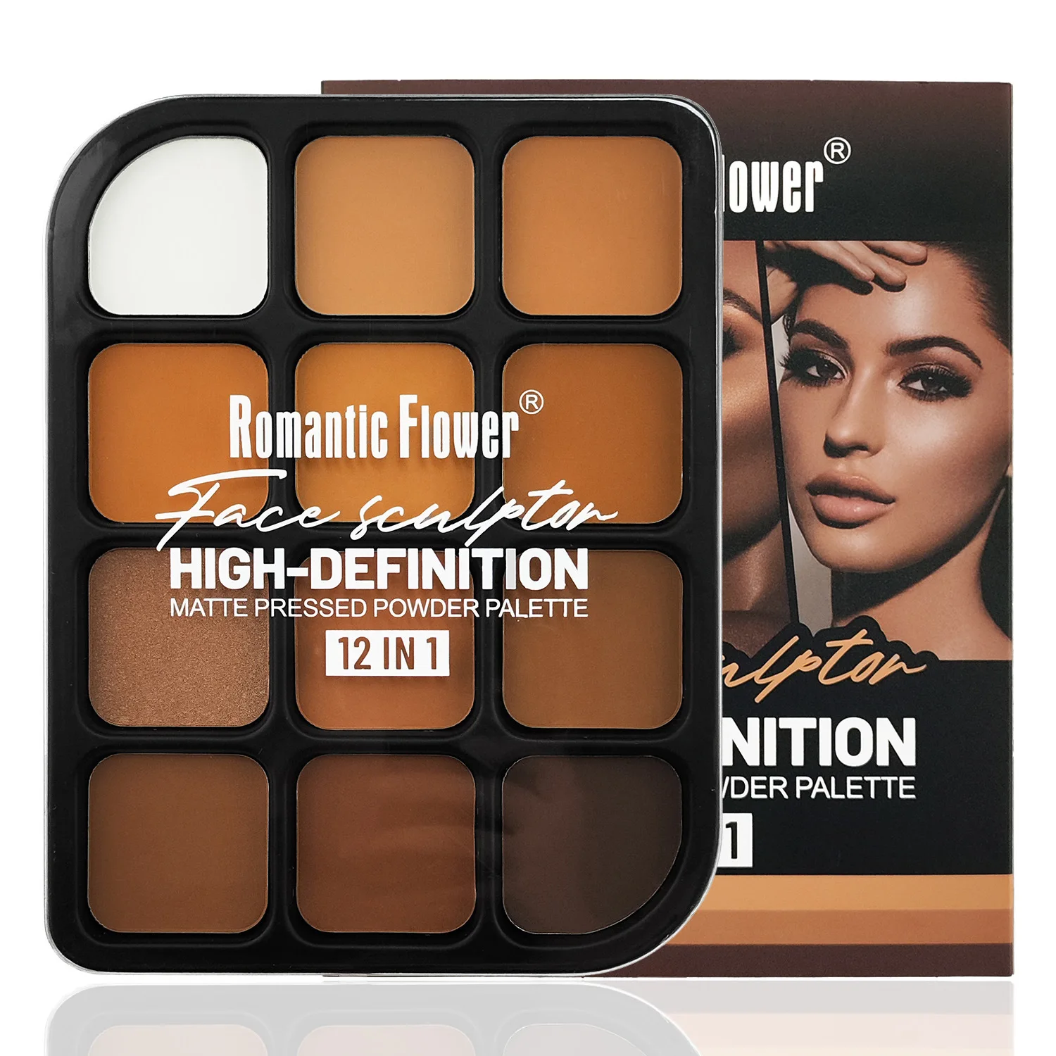 Highlighter Bronzer Palette - Derin Cilt 12 Renkli Mat Kontur