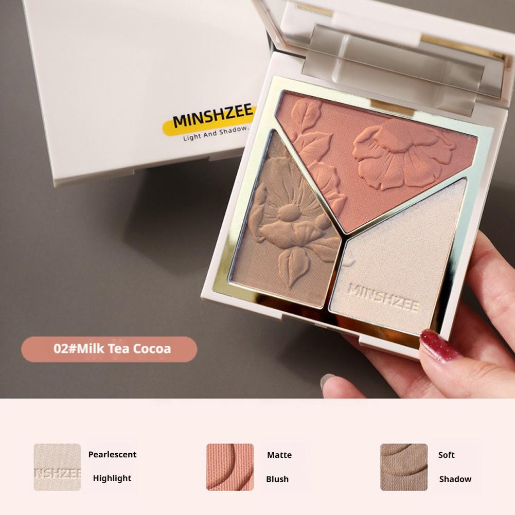 Highlighter Bronzer Palette - 3 renkli Highlight Mat İnce Simli